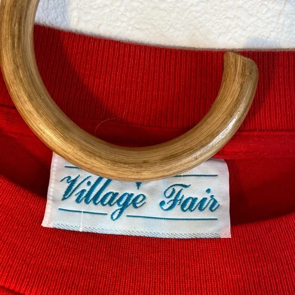 Red Fringe Embellished Short Sleeve Tee 80s - Picture 2 of 5